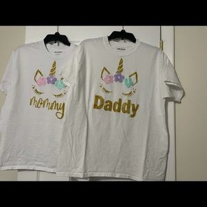 Unicorn Mommy and Daddy shirts.